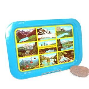 Vintage Metal Tray Souvenir The Canadian Rockies Decor and Serving